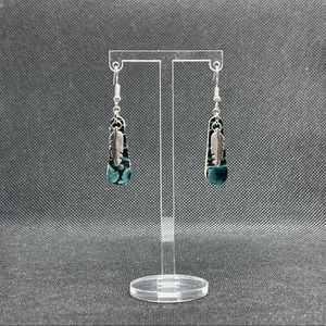 Handmade Teal Leather w/Feathers Earrings